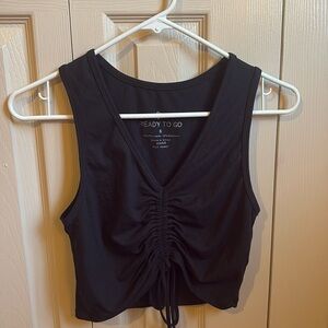 Front Tie Black Yoga Top